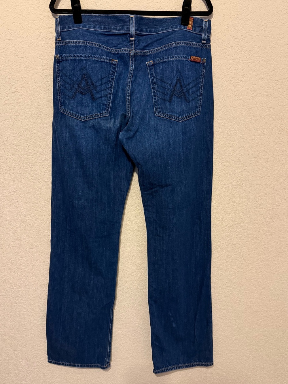7 For All Mankind Men’s Straight Dark Wash Blue Stretch Denim Jeans 34 x 32 DESC - Picture 2 of 6